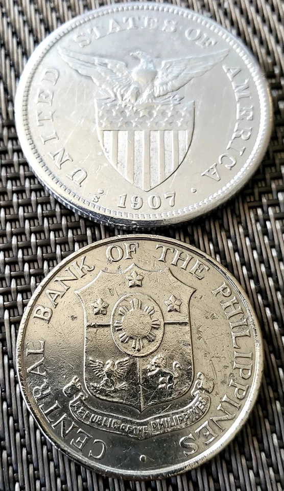 1907-s One Peso US-FILIPINAS Coin & 1964 50cents Central Bank Of The Philippines - Image 1 of 4