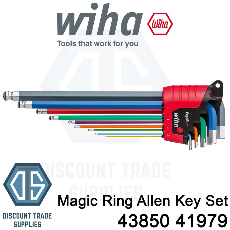 WIHA L Key ErgoStar Holder Hexagonal 9 Piece Allen Set Magic Ring 43850 41979 - Image 1 of 1