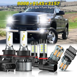 Fit 2006 2007 08 Dodge Ram 1500 2500 3500 6X LED Headlight Fog Light Bulbs - Picture 1 of 16