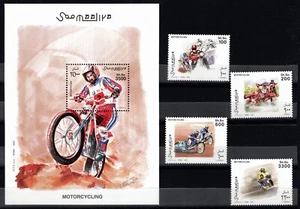 SOMALIA 2003 MOTORCYCLING & DIRT BIKING FOUR STAMPS & SOUVENIR SHEET MNH - Picture 1 of 8