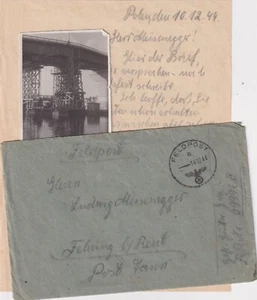 Tropas alemanas austriacas de la Segunda Guerra Mundial en Polonia foto de portada y carta a FEHRING - Imagen 1 de 4