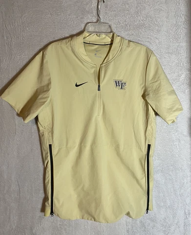 Nike Wake Forest Shirt S Yellow 1/4 Zip Dugout Sideline Short Sleeve Pullover Cover