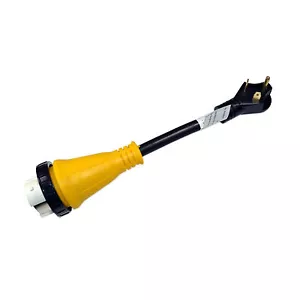 RV Electrical Power Cord Adapter 30A Male to 50A Twist Lock Female for Camper - Imagen 1 de 2