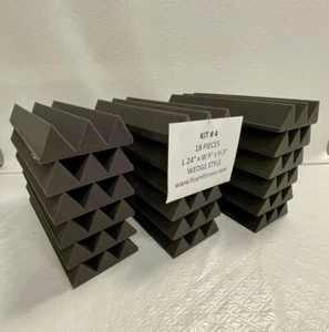 (18) Acoustic Soundproofing 24" x 9" x 3" Kit #4 Wedge Acoustic wall tiles Foam - Picture 1 of 1