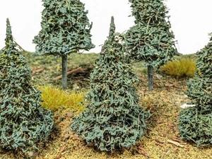 10 pcs ELK RIVER 2" Model Trees BLUE SPRUCE Hand-Painted 15mm 28mm Scenery - Picture 1 of 15
