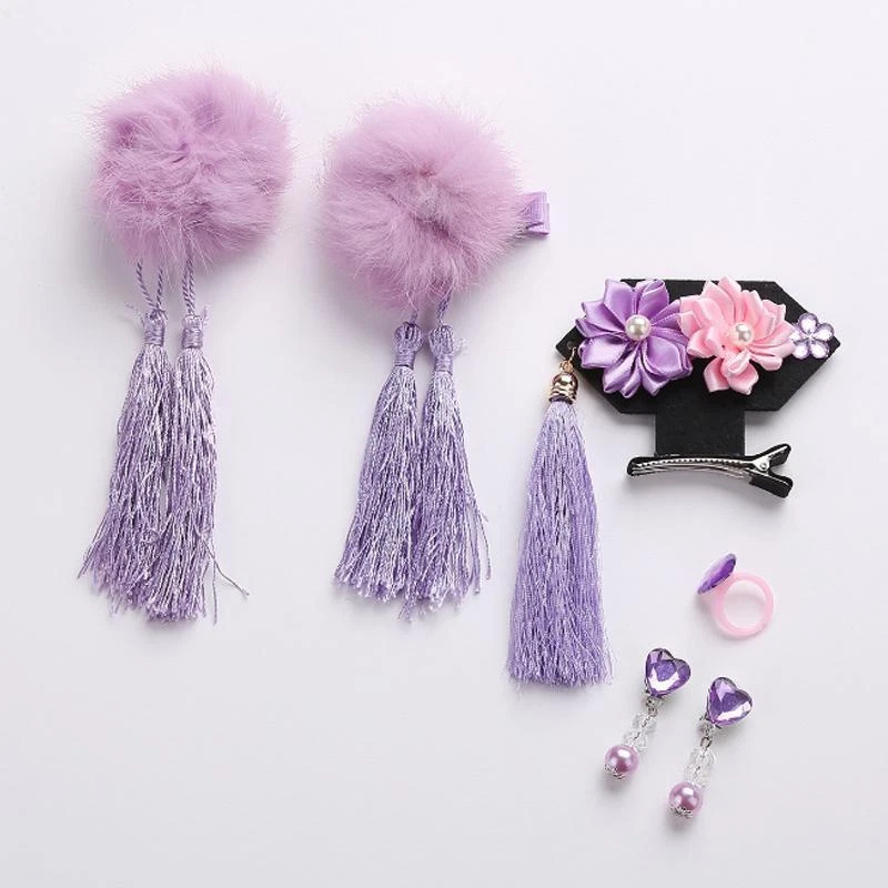 1 Juego de Pinza para el Cabello Borla Retro Bebé Niña Flor Accesorios para el Cabello Linda Diadema Regalo Foto 1 de 2