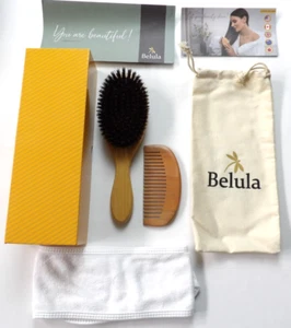 Belula 100% Boar Bristle Hair Oval Brush, Comb, Headband & Bag Open Box - Picture 1 of 5
