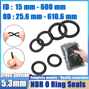 5.3mm Cross Section O Rings NBR Nitrile Rubber 15mm-600mm ID Oil Resistant Seals - Picture 1 of 177