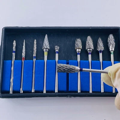 Pulidora de taladro acrílico de aleación de yeso fresas cortadoras de carburo de tungsteno dental 10 un. Foto 1 de 4