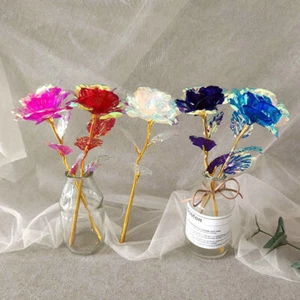 10x Galaxy Rose Flower Foil Artificial Shiny Valentines Day Gift Girlfriend Arts - Picture 1 of 20