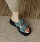 Womens Slippers Flip Flops Summer Peep Toe Platform Ruched Pumps Shoes Soft Chic