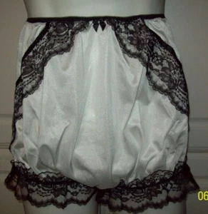 WHITE & BLACK Nylon Tricot Bloomer SISSY PANTIES Men Women 29 - 44" Waistband - Picture 1 of 2