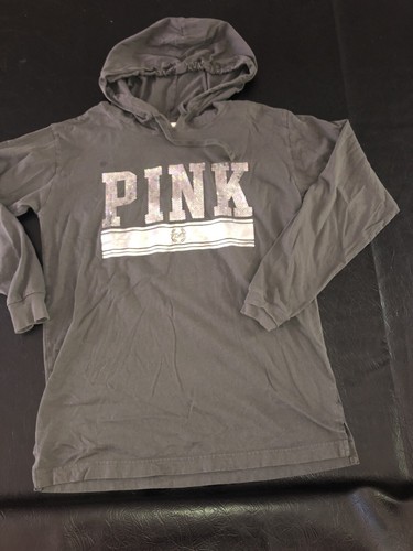 UNDERCOVER Felpa con cappuccio ROSA Victoria's Secret grigia cotone Henley top taglia XS paillettes