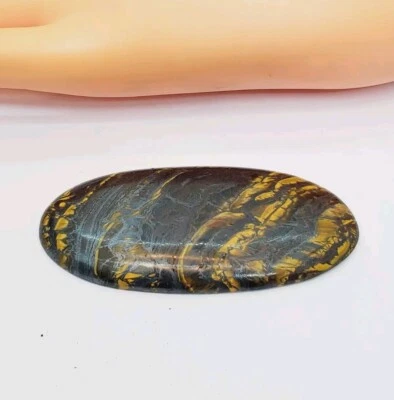 Natural Brown Yellow Iron Tiger Eye Cabochon Oval Loose Gemstone (39) - Image 1 of 4