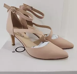 ASHRO womens buckle pumps dress shoe size 8 M Beige faux leather upper NEW - Picture 1 of 7