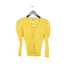 Karen Millen Women's Cardigan XS Yellow Viscose with Polyamide V-Neck Cardigan