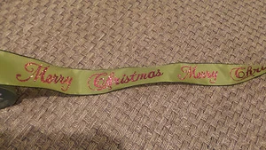 MERRY CHRISTMAS WIRE EDGE Holiday Green RIBBON - Red Letters 2.5"  5 Yards NEW - Picture 1 of 1