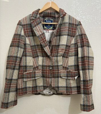 Женский блейзер Boden British Tweed By Moon в клетку 100% шерсть размер 12 - Изображение 1 из 4