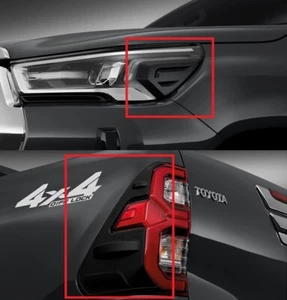 GENUINE FRONT LED HEAD LAMP REAR LIGHT COVER BLACK MATTE FITS TOYOTA HILUX 21-24 - Foto 1 di 11