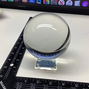 Crystal Ball Glass Clear Sphere W Base Round Orb Physic Read Desk Display Heavy - Picture 1 of 13