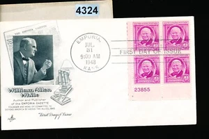 WHITMAN WHITE - PLATE BLOCK FIRST DAY COVER - 1948 - #4324 - Picture 1 of 1