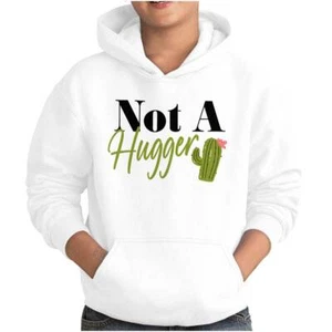 Funny Sarcastic Not A Hugger Cactus Attitude Youth Hooded Sweatshirt Boy or Girl - Picture 1 of 7