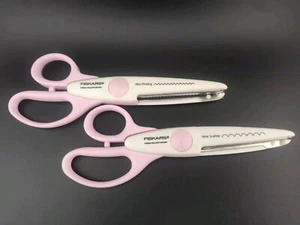 2 Fiskars Pink Teresa Collins Edition Paper Edgers Scissors Mini Pinking Scallop - Picture 1 of 6