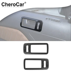 Bisel de borde de cubierta de manija de puerta 2 piezas para Ford Mustang 2004-2014 interior de fibra de carbono - Imagen 1 de 10