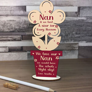 PERSONALISED Wooden Flower Gift For Nan Nanny Nana Grandma Grandparent Birthday