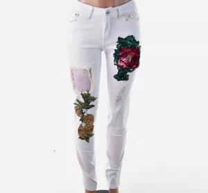 DAMEN BLUE TOPIC ROSE PEARL BLING DESIGN JEANS – WEISS - Bild 1 von 12