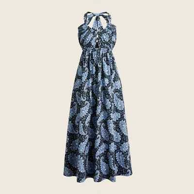 J.CREW COLLECTION $278 Floral Midi Cutout Ratti Pacific Halter Dress Size 2 - Image 1 of 4