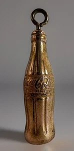 Vintage 1930s Brass Coca Cola Bottle Keychain Attachment 2” Key Chain - Picture 1 of 3