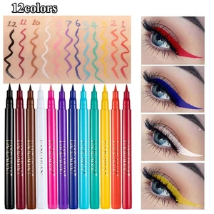 Rainbow Glitter Liquid Eyeliner Waterproof Long Lasting Makeup 12 Colors Portabl - Picture 1 of 34