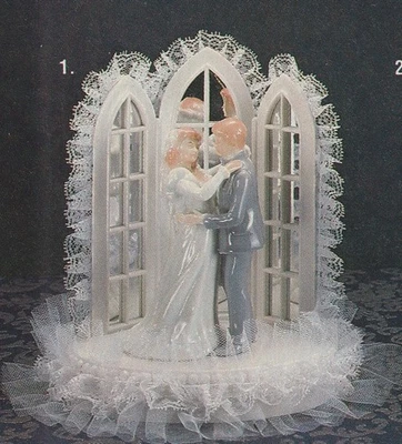 New Wilton White "First Waltz" Wedding Cake Top, grey suit  # 118-435 - Image 1 of 4
