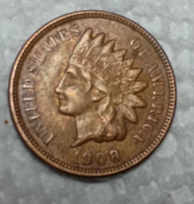1908  Indian head Key Date  small  cent penny  US Coin - Image 1 of 2