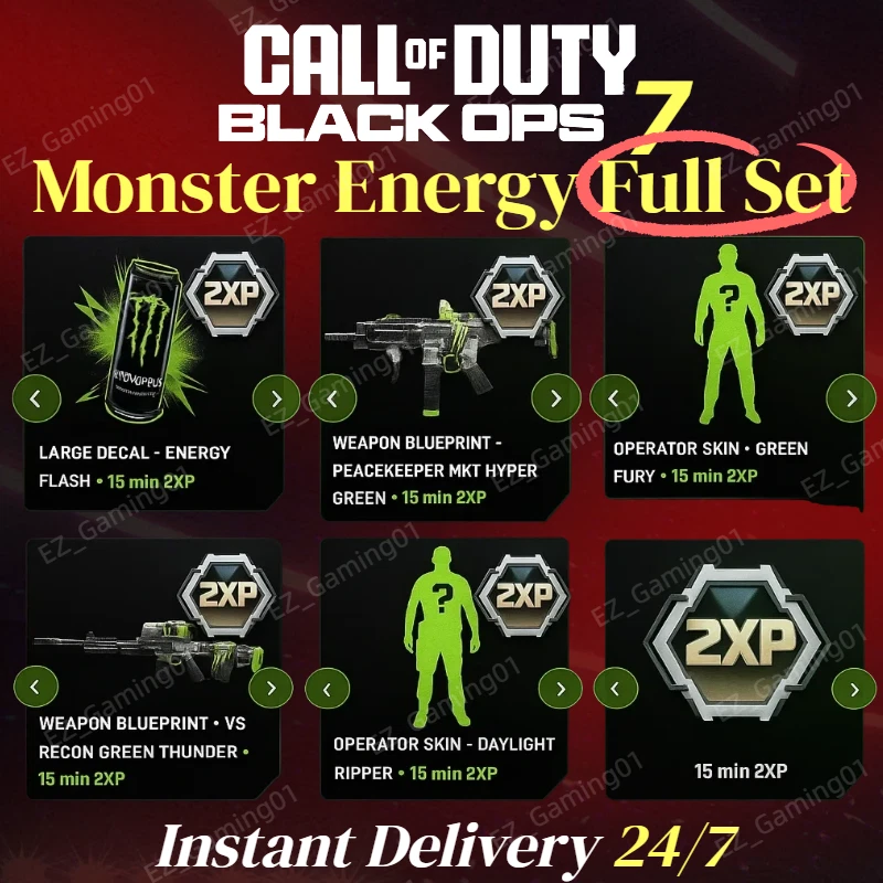 🌈Call of Duty Black Ops 7✅MONSTER ENERGY FULL 6 SET✅PC/XBOX/PS✅COD BO7 24/7