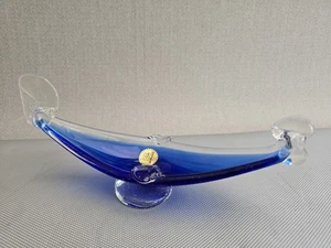 Murano blue glass gondola ashtray / mid-20th century / unused - Picture 1 of 12