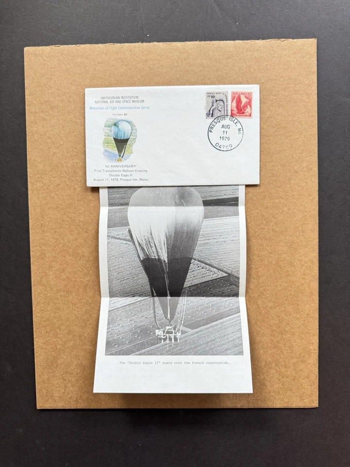US 1979 Flight Millstone Cover#80 +1st Transatlantic-Balloon-Cross +Double Eagle - Image 1 of 1