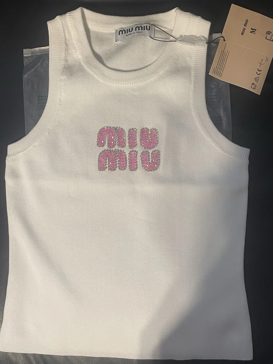 miu miu メッシュタンクトップ ホワイト miu miu メッシュタンクトップ ホワイト ホワイト（白）系 MiuMiu