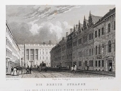 Berlin Breite Strasse Original Stahlstich Barber aus Spiker 1833 Passepartout - Bild 1 von 4