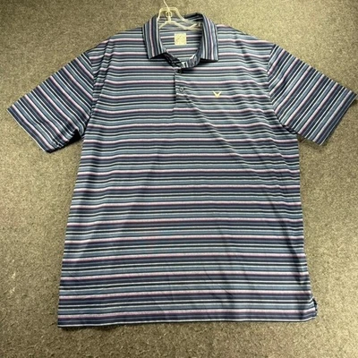 Camisa polo de golf a rayas multicolor manga corta Callaway Opti-Dri XL para hombre Foto 1 de 4