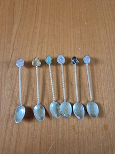 cucchiaini Vintage Con Pietra Sul Manico Lunghi 10cm - Foto 1 di 3