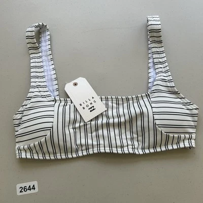 Top de bikini Billabong mediano negro blanco a rayas fácil de usar sin mangas nuevo Foto 1 de 4