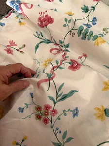 Vtg 52X66 WAVERLY Meadowbrook CHINTZ Pink Blue Wht FLORAL FABRIC Polished Cotton - Picture 1 of 11