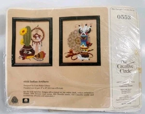The Creative Circle Crewel Embroidery Kit #0552 Indian Artifacts 1987 VTG/New - Picture 1 of 2