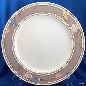 Mikasa Intaglio Meadow Sun Dinner Plate CAC02 Taupe Pastel Tulips 11in - Picture 1 of 4