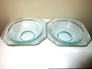 Indiana Glass Madrid Pattern 2 Bowls Soup Cereal Blue Aqua Recollection Modern - Picture 1 of 4