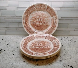 SET OF 4 ALFRED MEAKIN Fair Winds THE FRIENDSHIP OF SALEM 10.75" DINNER PLATES - Picture 1 of 5