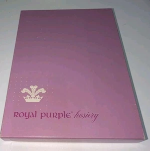 Paire de 3 bas nylon violet royal vintage taille 10 neuf couleur beige royal - Photo 1/5