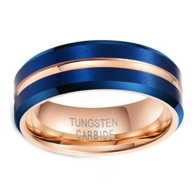 8MM Fashion Fashion Band Rings for Men Engagement Bands Blue Comfort Fit - Image 1 of 4